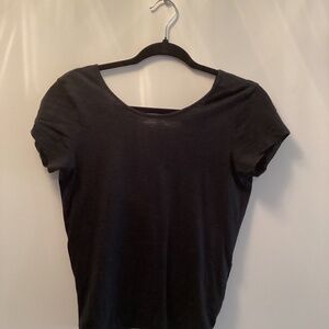 Abercrombie & Fitch Low Back Short Sleeve Top - Black